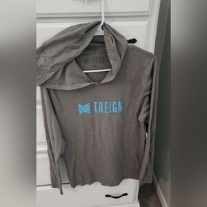 Treign Small Women's Hoodie Hooded Long Sleeve Shirt Grey Gray Pullover Top